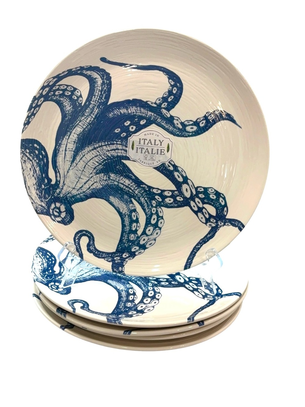 Ceramiche Italia Handworked Ceramic Plate - Octopus  Coastal Dinnerware